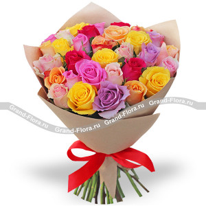 Микс роз - букет из разноцветных роз